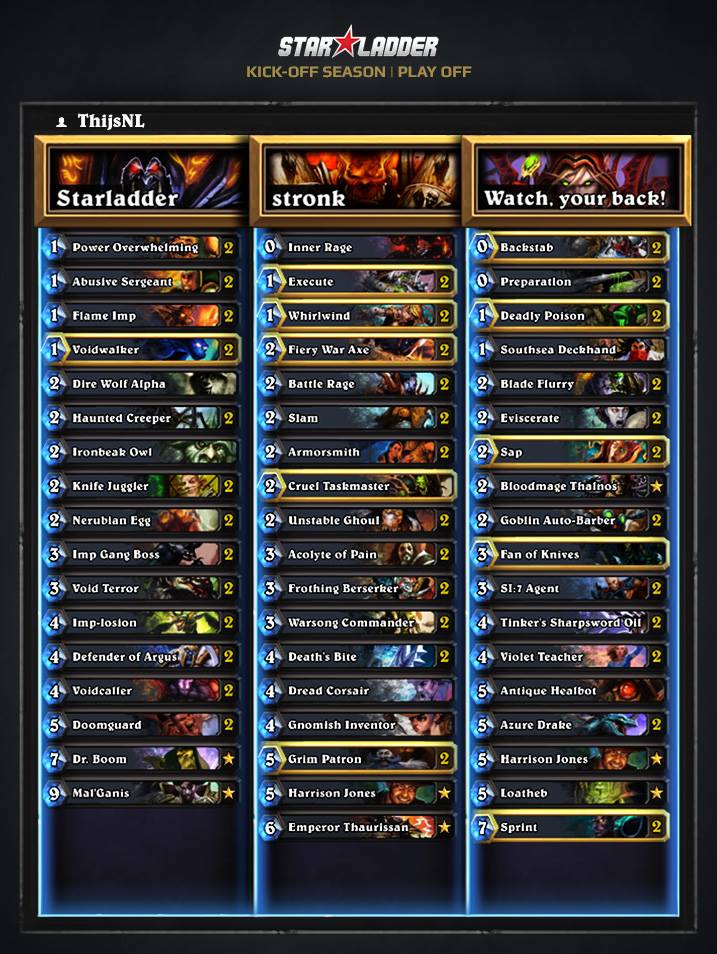 Starladder Hearthstone Kick-off Season колоды ThijsNL